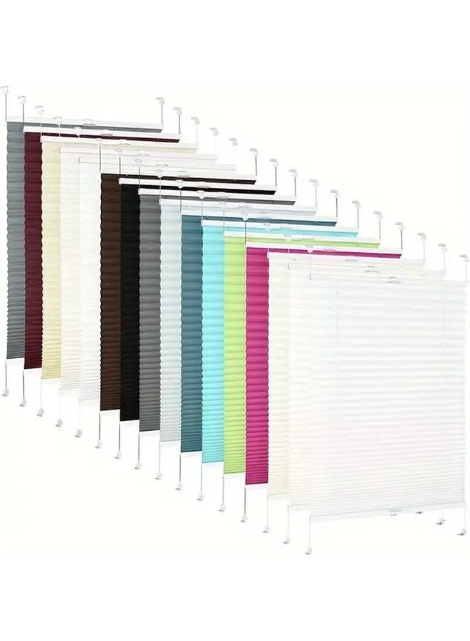Full View Lift Up Down Pleated Curtain No Hole Design White 27 56X39 37 Inch - Image 1